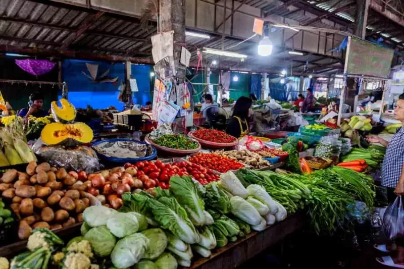 Vegetables for sale at Takua Pa morning market